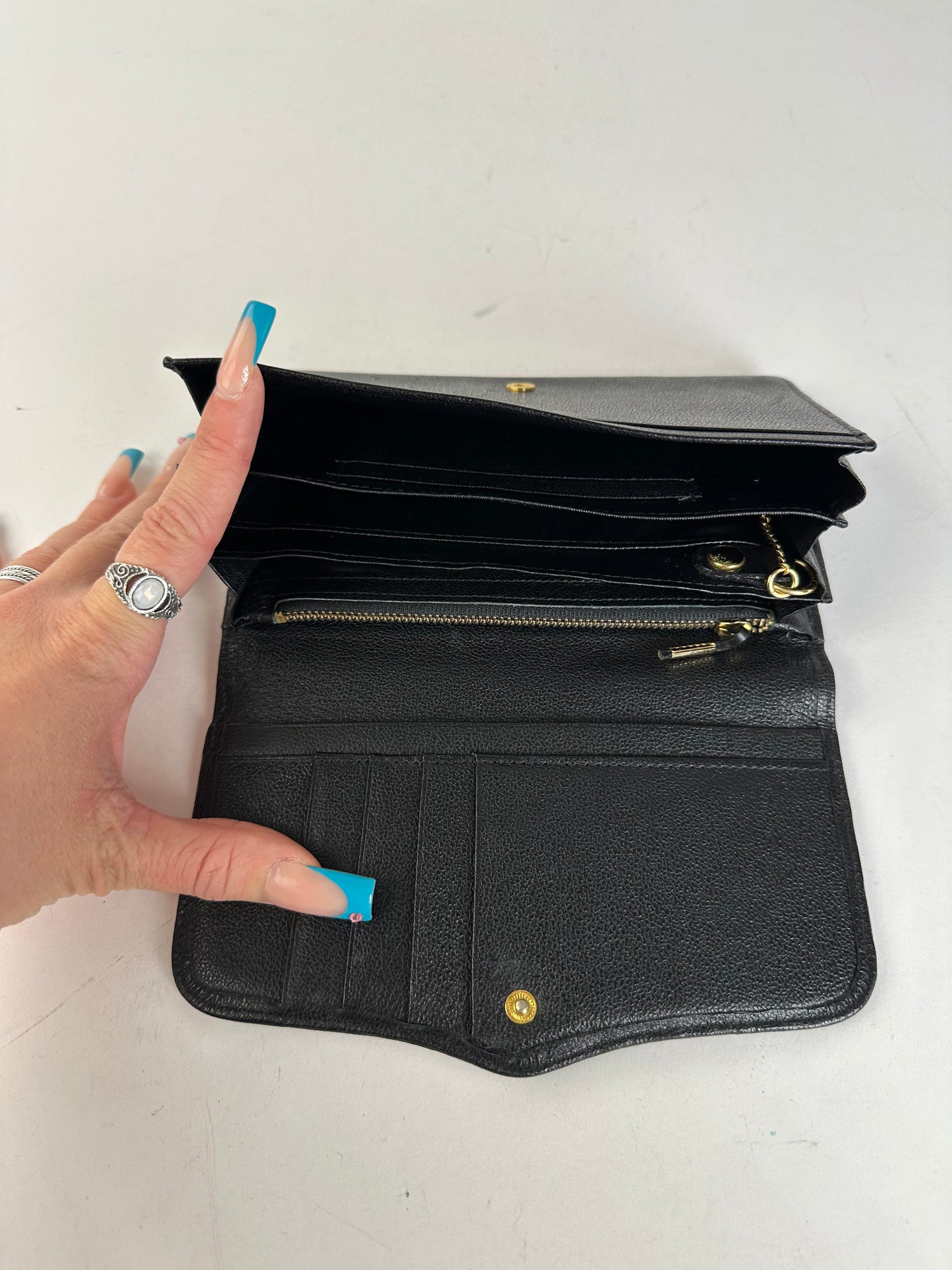 Givenchy Black Leather Wallet with Gold-Tone Logo Detail