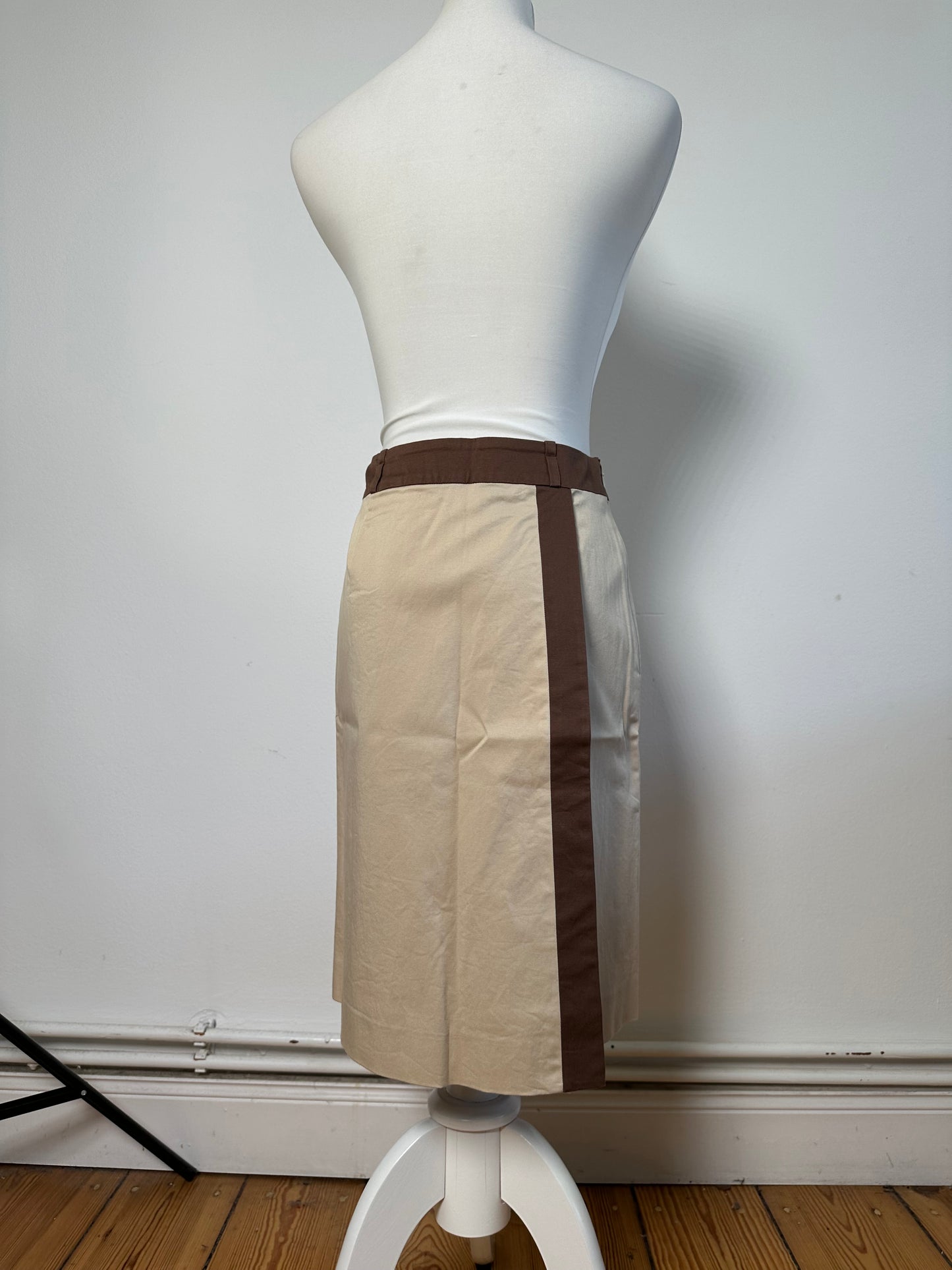 Vintage Balenciaga Silk Skirt Beige Brown M