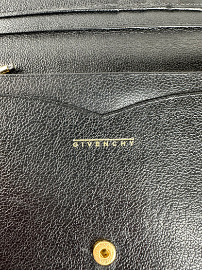 Givenchy Black Leather Wallet with Gold-Tone Logo Detail