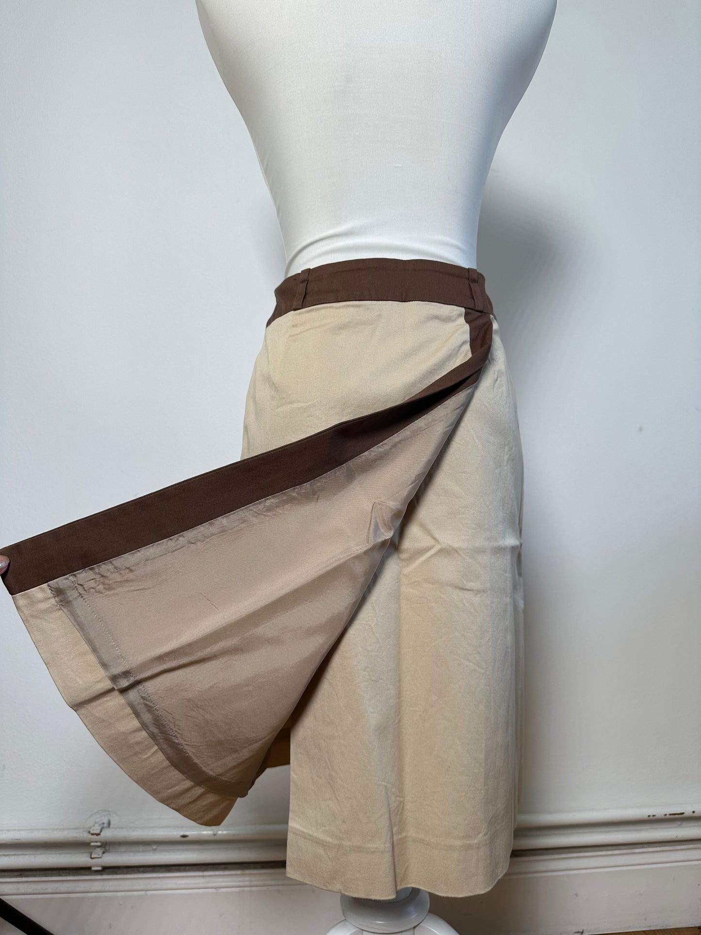 Vintage Balenciaga Silk Skirt Beige Brown M