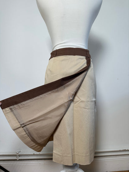 Vintage Balenciaga Silk Skirt Beige Brown M