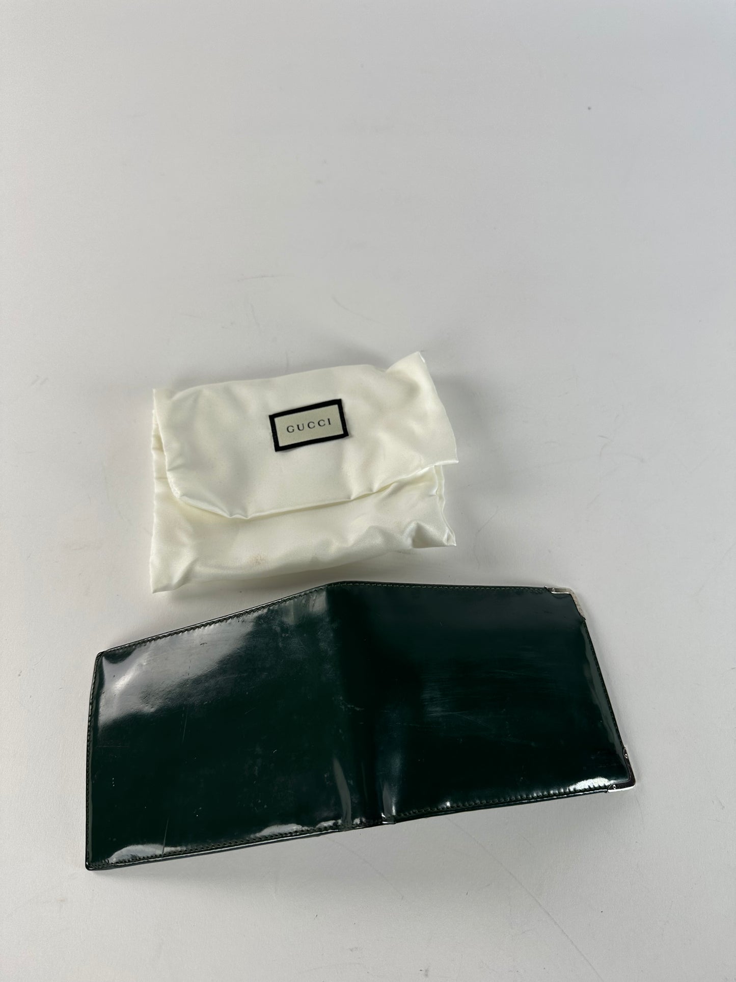 Vintage Gucci Flapable Patent Leather Wallet Green