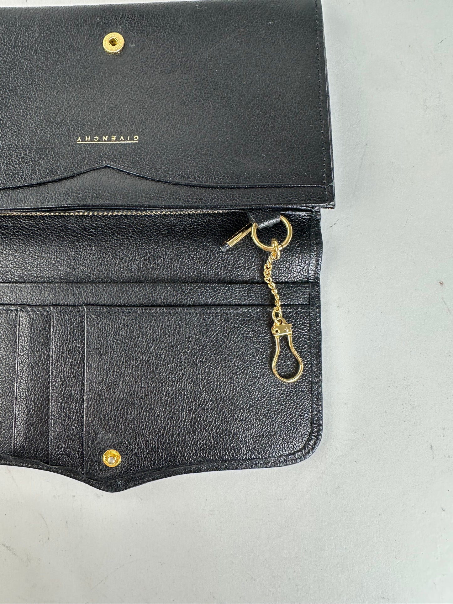 Givenchy Black Leather Wallet with Gold-Tone Logo Detail
