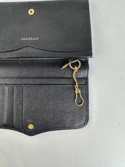 Givenchy Black Leather Wallet with Gold-Tone Logo Detail