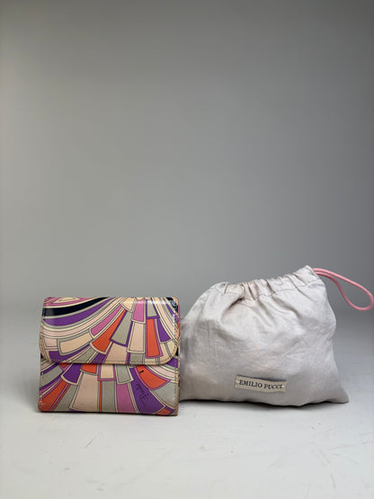 Vintage Emilio Pucci Printed Coated Canvas Bifold Wallet Pink Purple Orange