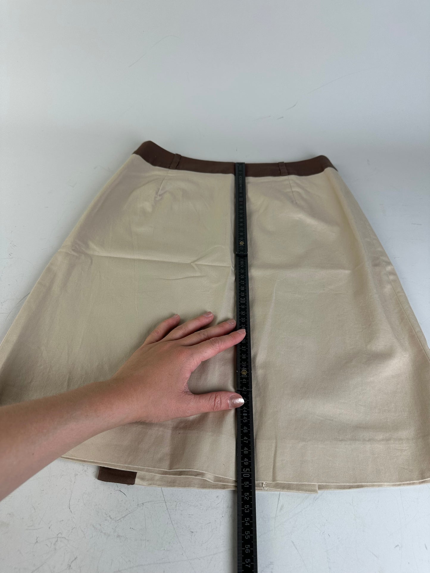 Vintage Balenciaga Silk Skirt Beige Brown M