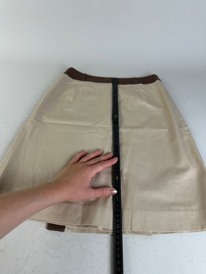 Vintage Balenciaga Silk Skirt Beige Brown M