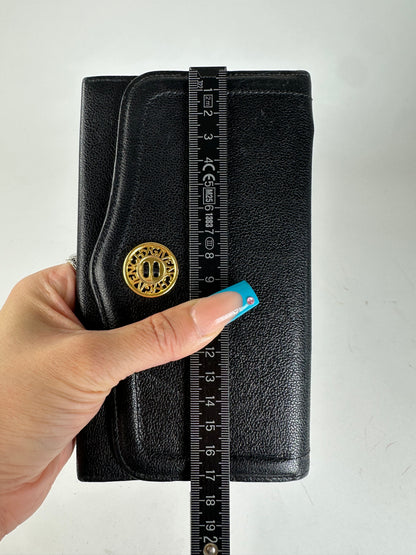 Givenchy Black Leather Wallet with Gold-Tone Logo Detail