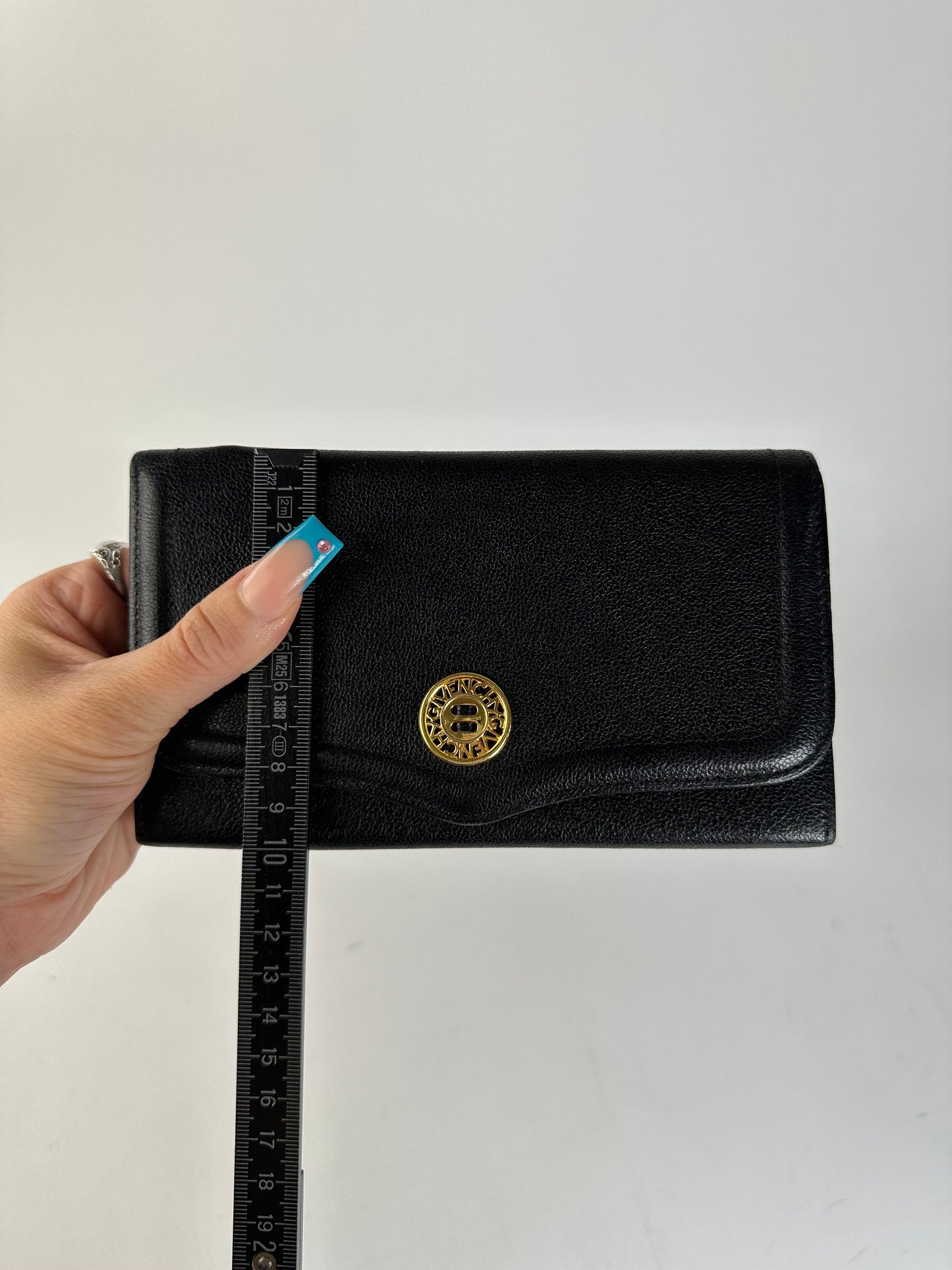 Givenchy Black Leather Wallet with Gold-Tone Logo Detail