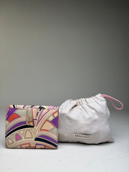 Vintage Emilio Pucci Printed Coated Canvas Bifold Wallet Pink Purple Orange