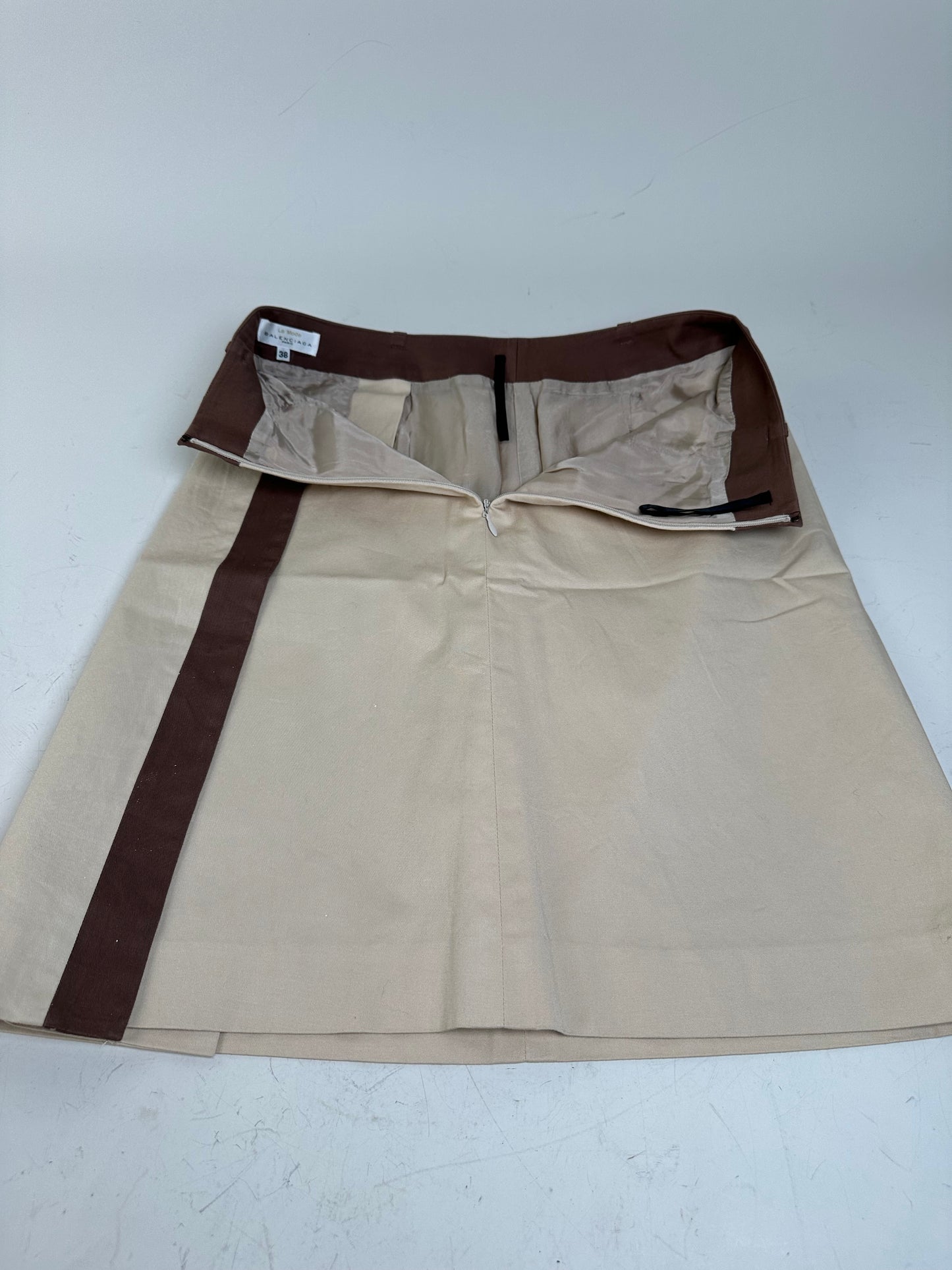 Vintage Balenciaga Silk Skirt Beige Brown M