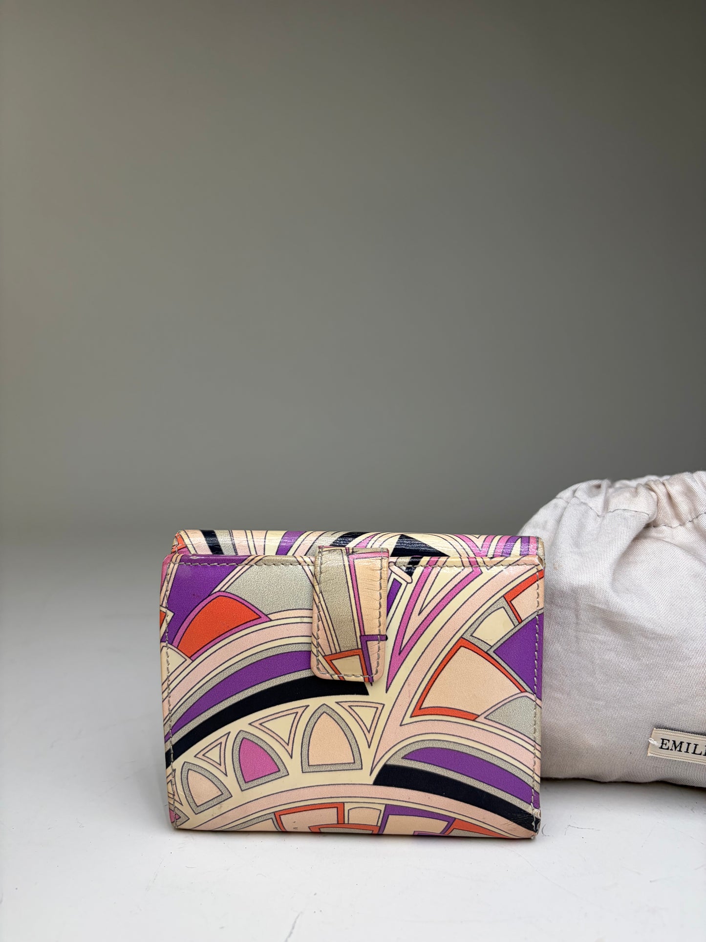 Vintage Emilio Pucci Printed Coated Canvas Bifold Wallet Pink Purple Orange