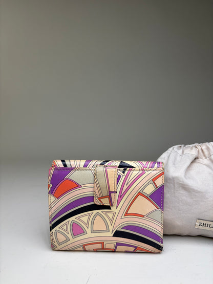 Vintage Emilio Pucci Printed Coated Canvas Bifold Wallet Pink Purple Orange