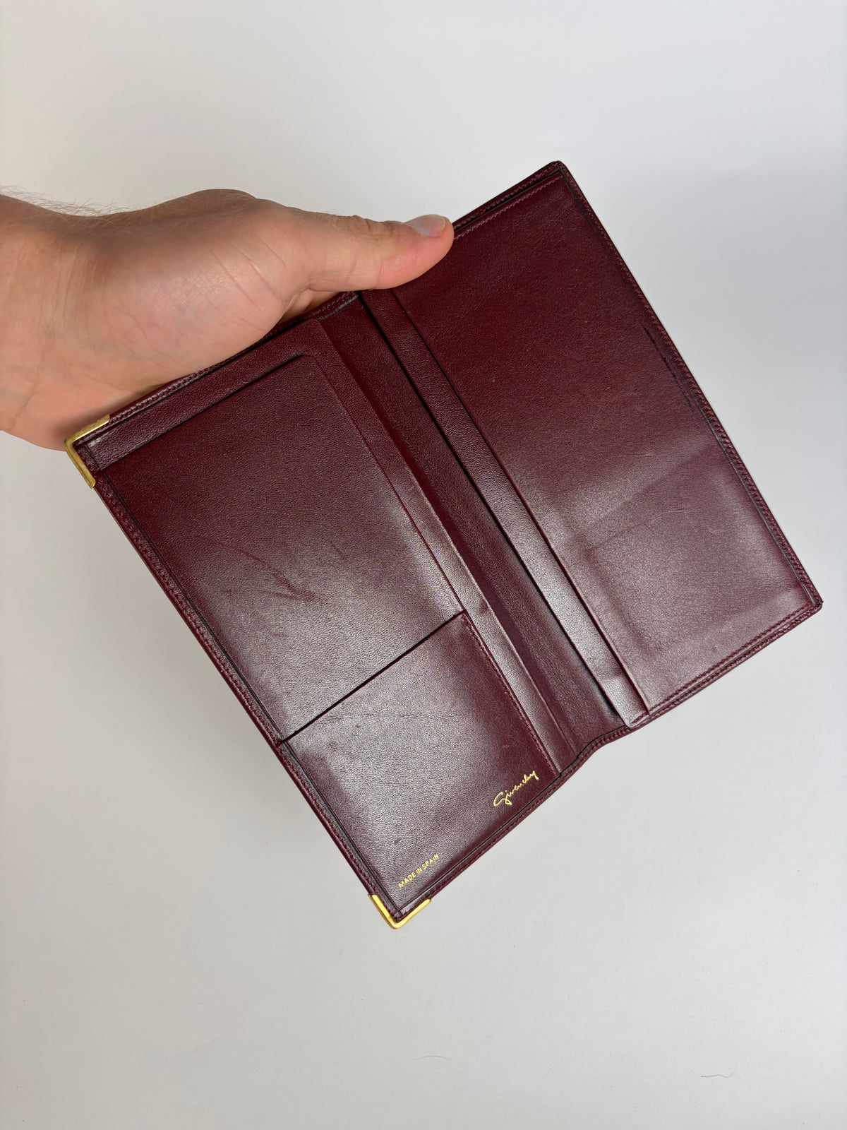 Vintage Givenchy Bifold Wallet c. Late 1970s Burgundy Leather