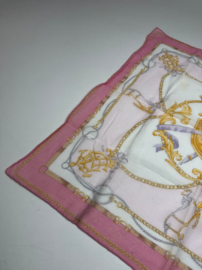 Vintage Celine Sword And Chield Scarf White Pink