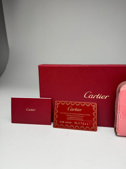 Vintage Cartier Patent Leather Monogram Wallet Pink