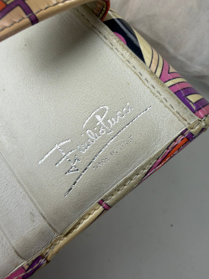 Vintage Emilio Pucci Printed Coated Canvas Bifold Wallet Pink Purple Orange