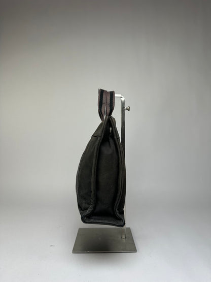 Vintage Hermes Hermès Canvas Leather Trim Tote Black