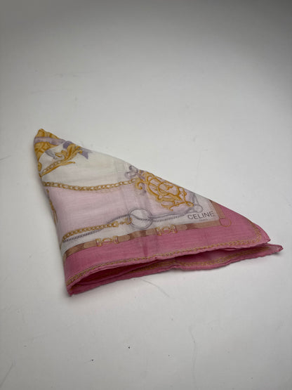Vintage Celine Sword And Chield Scarf White Pink