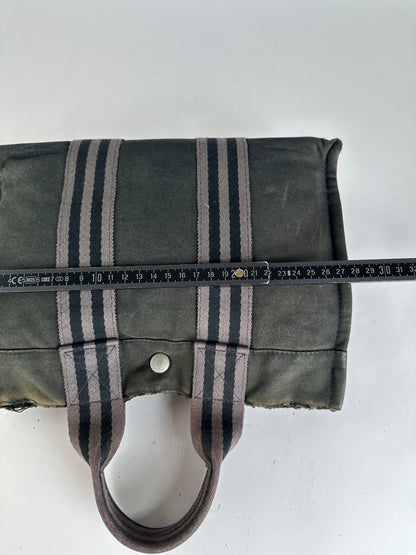 Vintage Hermes Hermès Canvas Leather Trim Tote Black