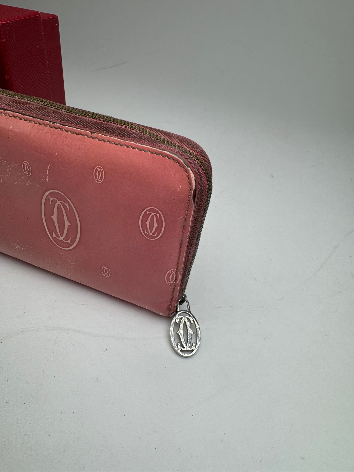 Vintage Cartier Patent Leather Monogram Wallet Pink