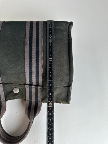 Vintage Hermes Hermès Canvas Leather Trim Tote Black