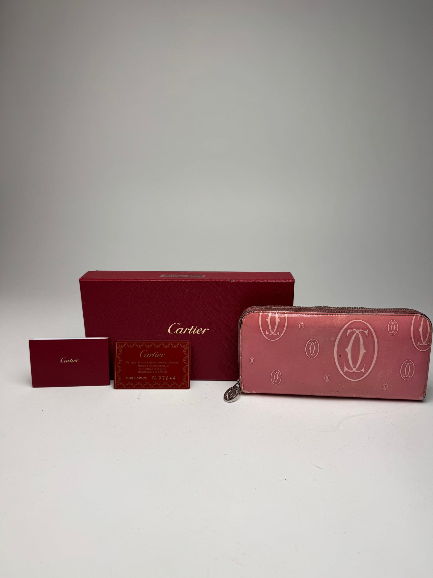 Vintage Cartier Patent Leather Monogram Wallet Pink