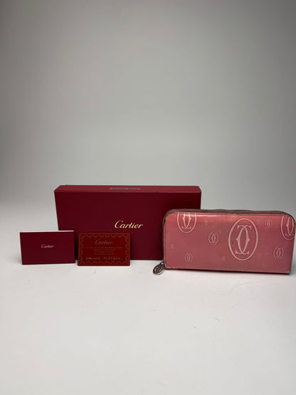 Vintage Cartier Patent Leather Monogram Wallet Pink