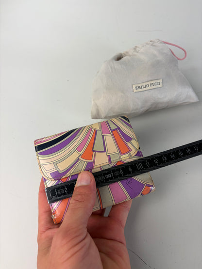 Vintage Emilio Pucci Printed Coated Canvas Bifold Wallet Pink Purple Orange