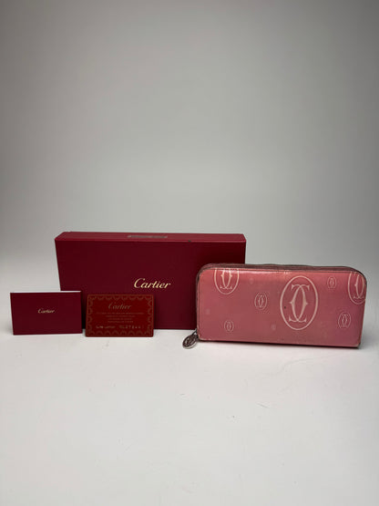 Vintage Cartier Patent Leather Monogram Wallet Pink