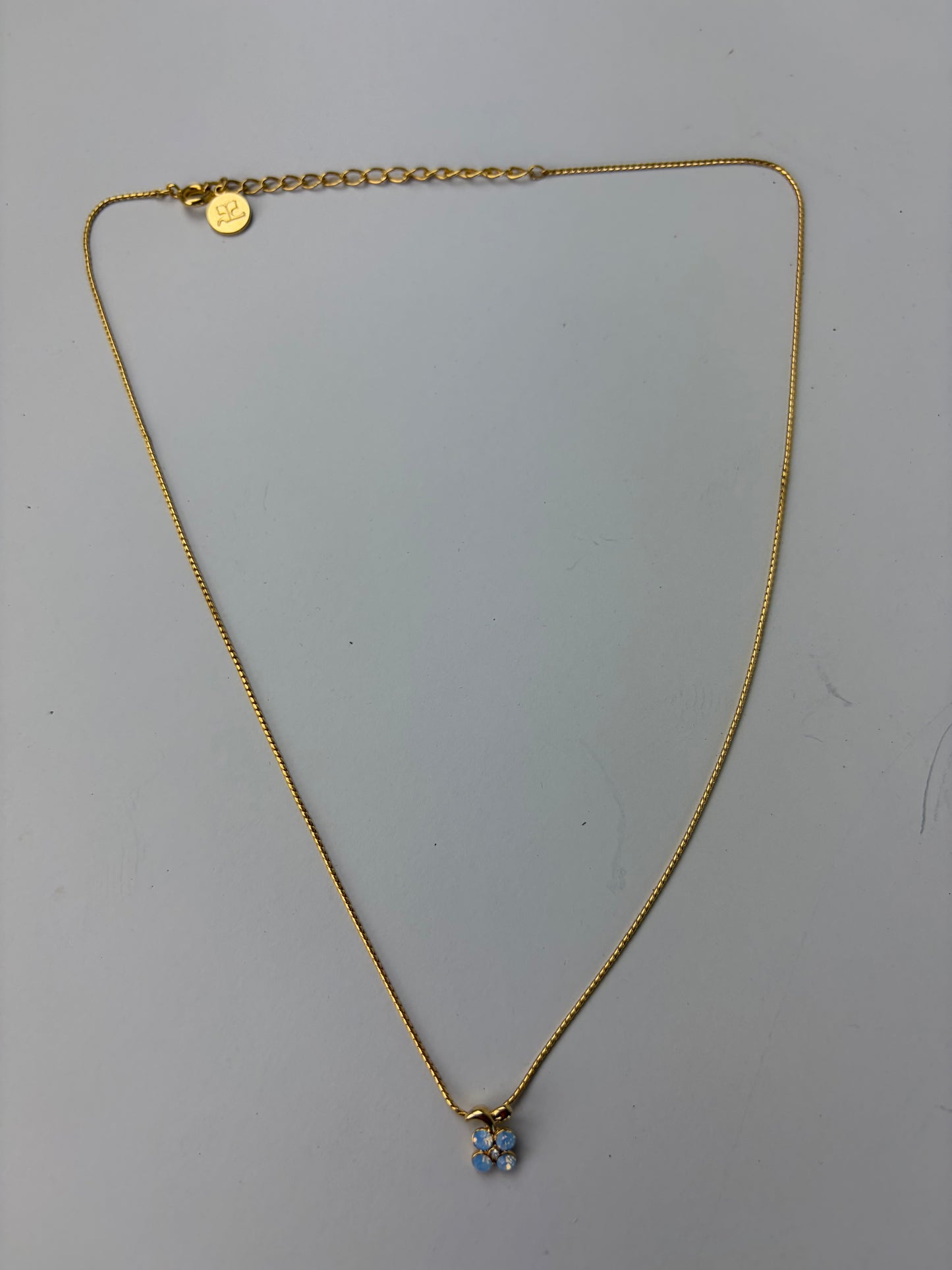 Vintage Courreges Blue Opal-Effect Necklace Gold-Tone