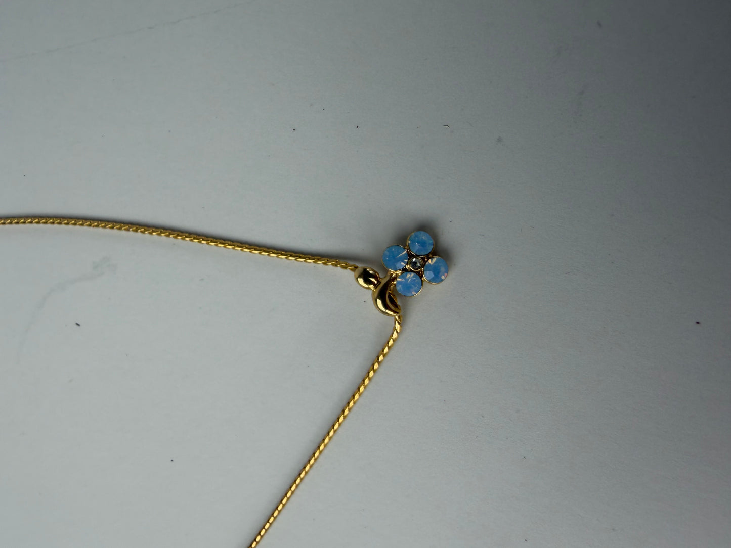 Vintage Courreges Blue Opal-Effect Necklace Gold-Tone