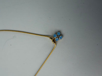 Vintage Courreges Blue Opal-Effect Necklace Gold-Tone