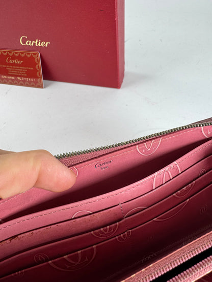 Vintage Cartier Patent Leather Monogram Wallet Pink