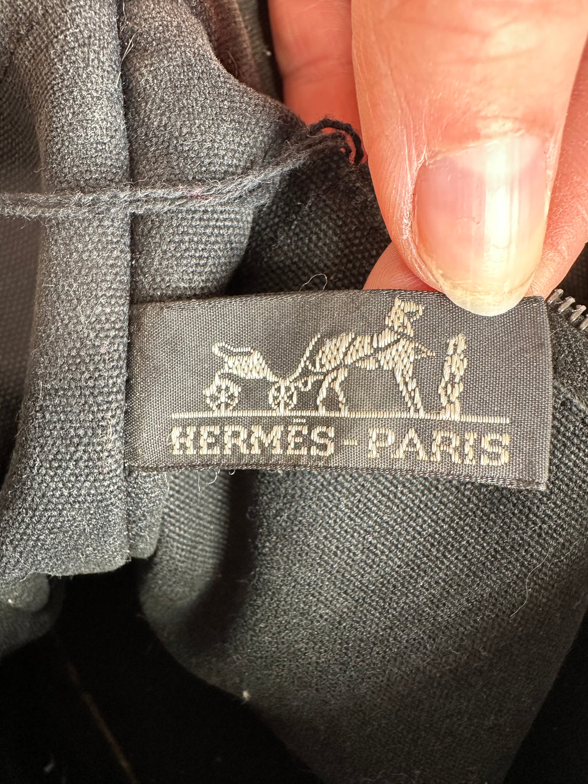 Vintage Hermes Hermès Canvas Leather Trim Tote Black