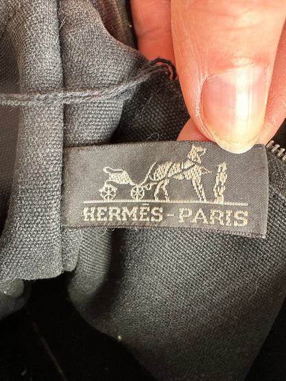 Vintage Hermes Hermès Canvas Leather Trim Tote Black