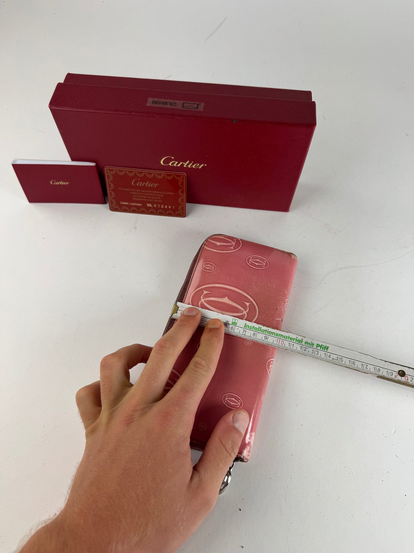 Vintage Cartier Patent Leather Monogram Wallet Pink