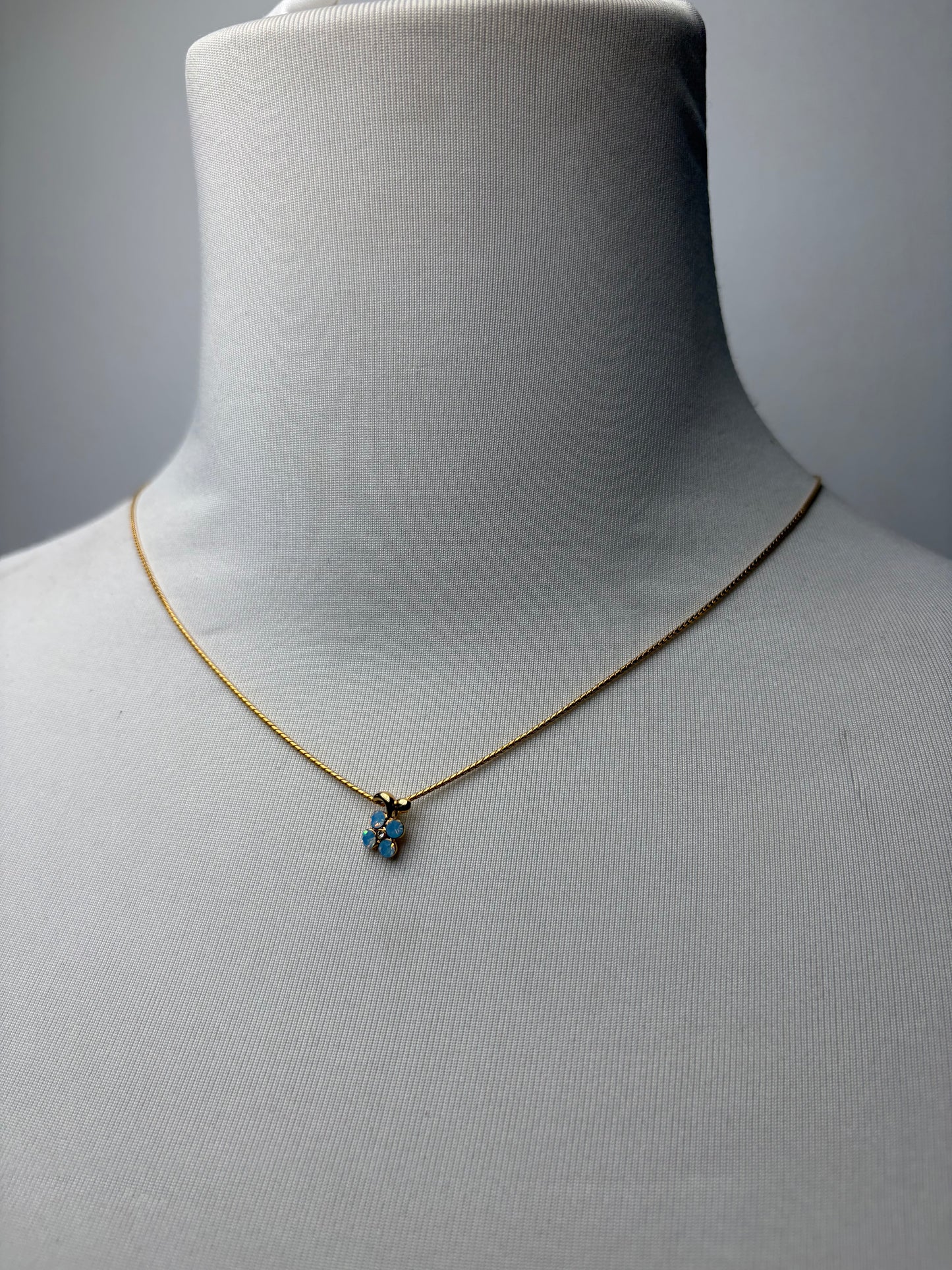 Vintage Courreges Blue Opal-Effect Necklace Gold-Tone