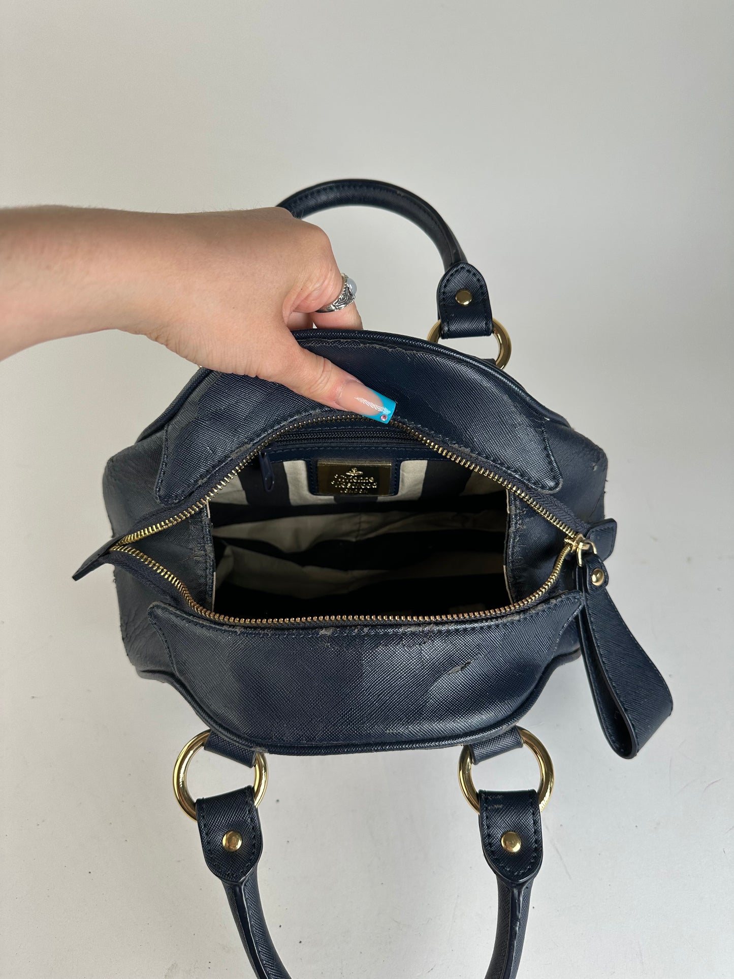 Vintage Vivienne Westwood Leather Handbag Navy