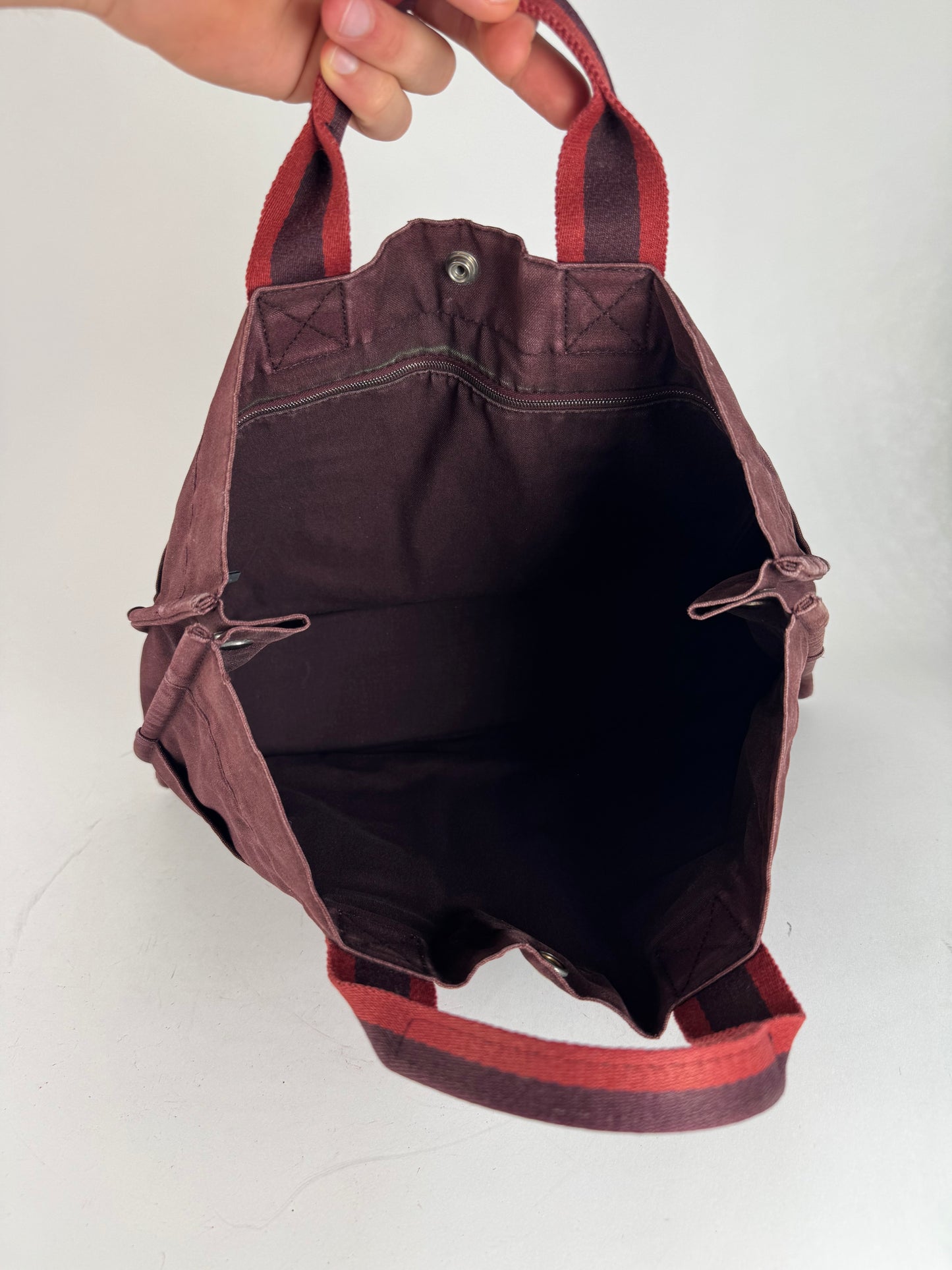 Vintage Hermes Canvas Tote Bag purple Burgundy