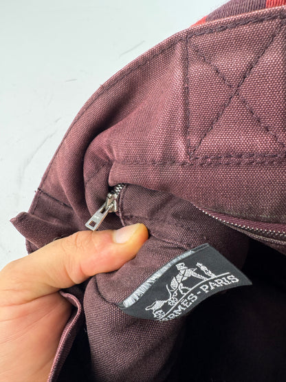 Vintage Hermes Canvas Tote Bag purple Burgundy