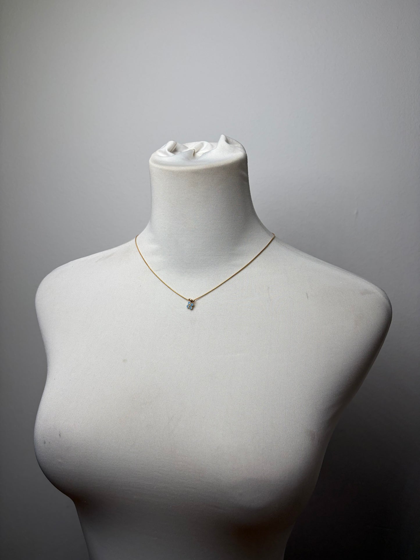 Vintage Courreges Blue Opal-Effect Necklace Gold-Tone