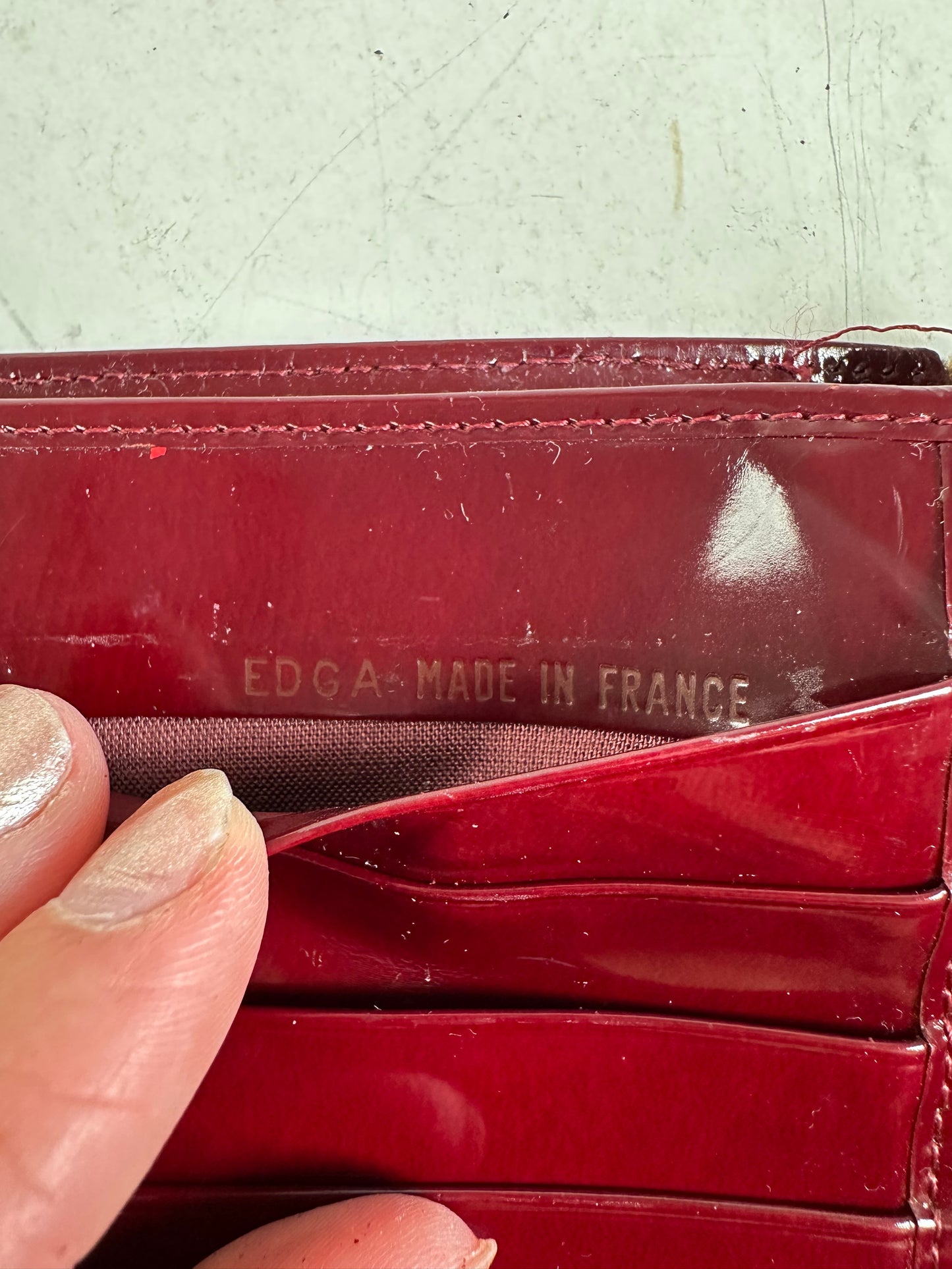 Vintage Cartier Patent Leather Wallet Burgundy Silver