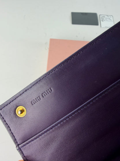 Vintage Miu Miu Crocodile-Embossed Leather Wallet Purple Gold