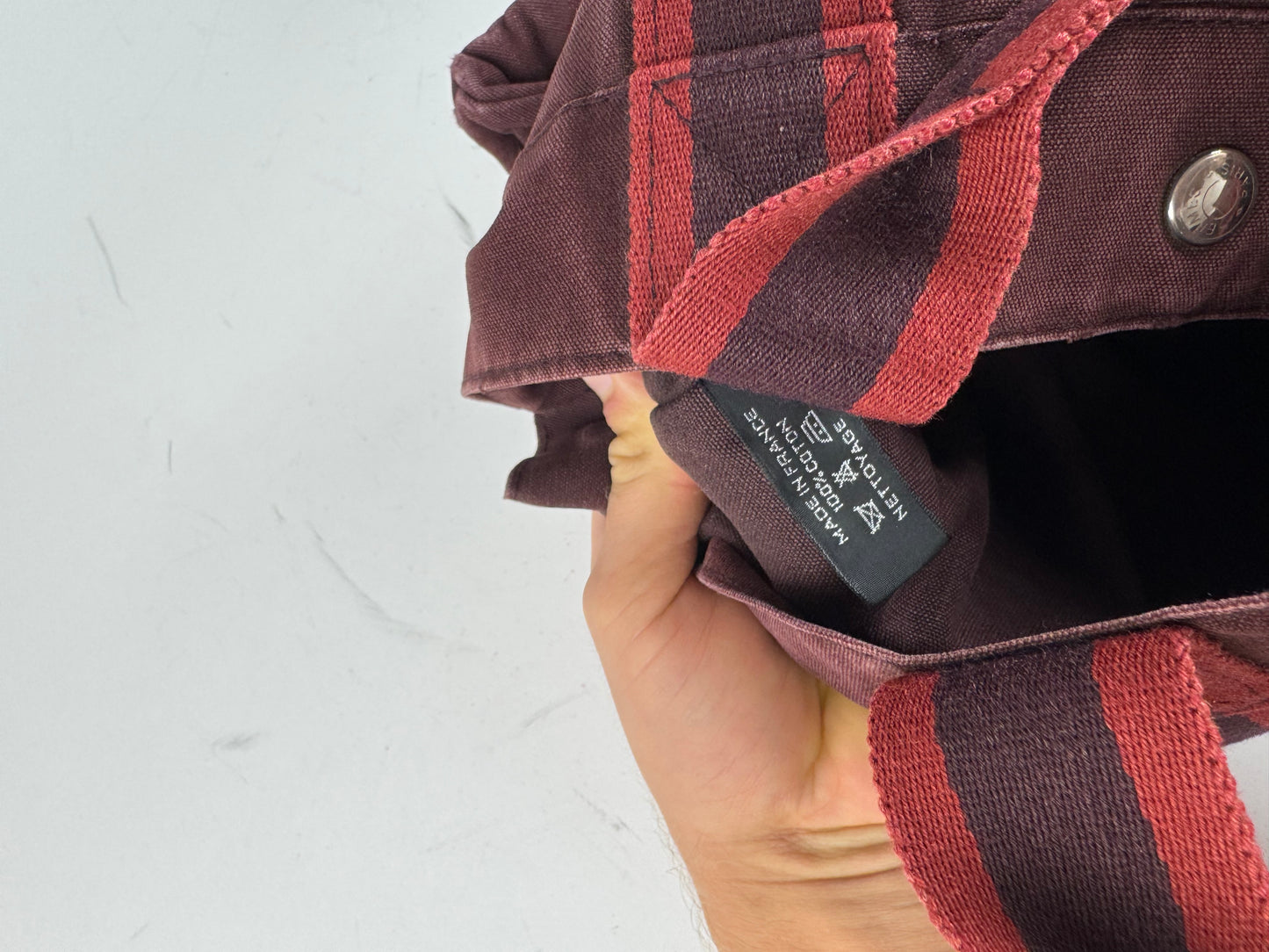 Vintage Hermes Canvas Tote Bag purple Burgundy