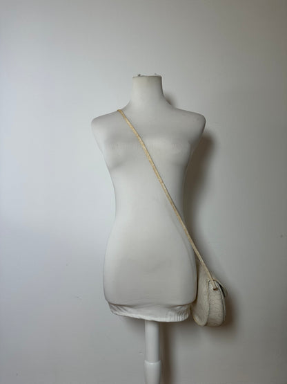 Vintage Dior Hexagonal Monogram Flap Crossbody Bag Late 1970s Cream
