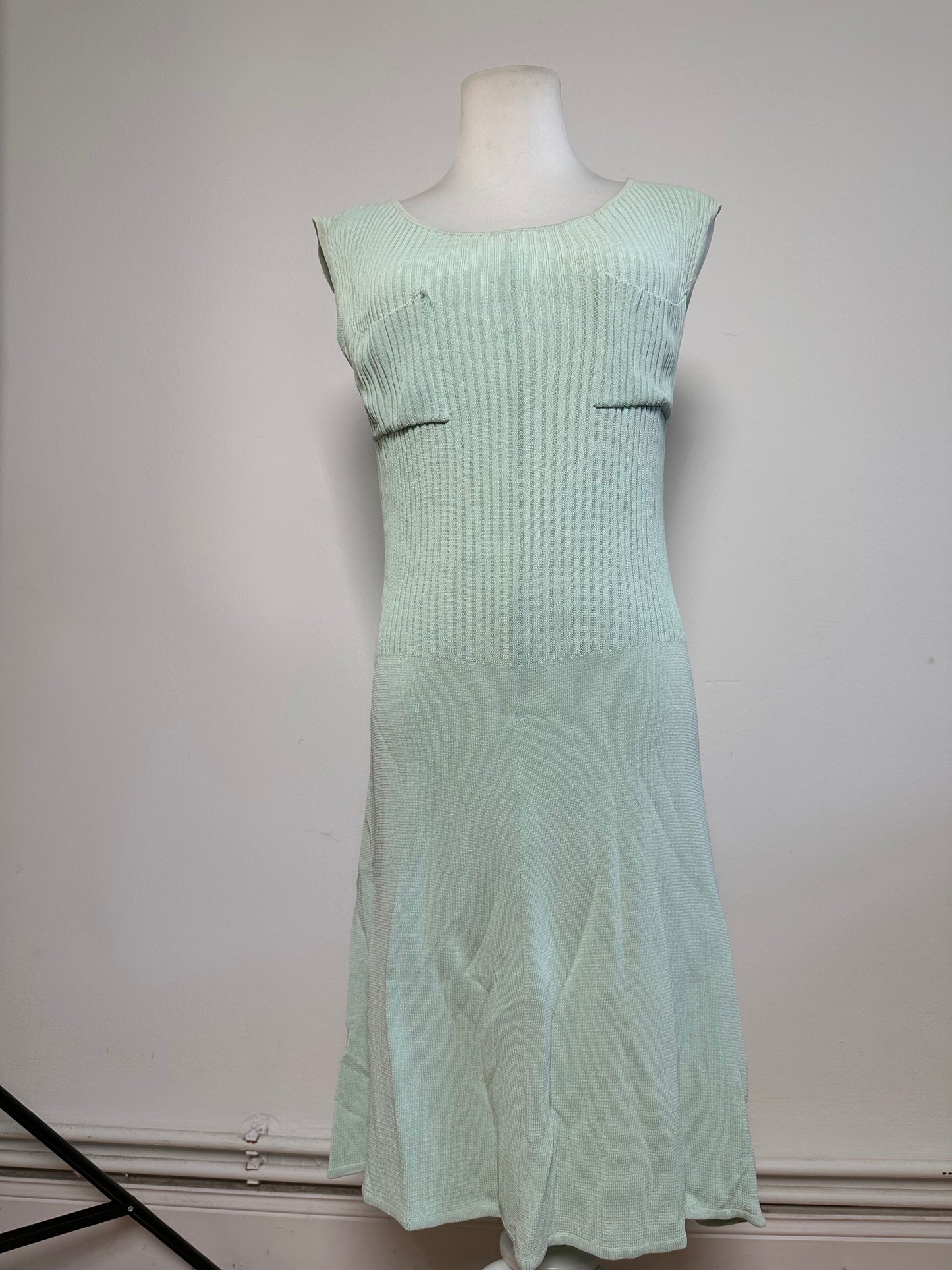 Vintage Celine Viscose Midi Dress Light Mint Green M