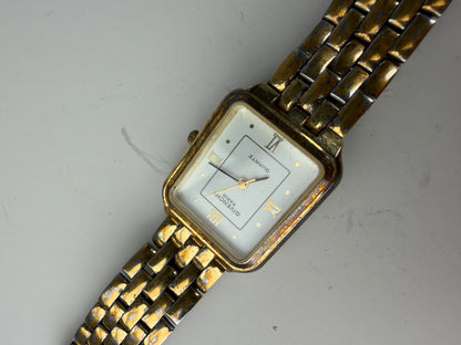 Vintage Givenchy Stainless Steel Gold Bracelet Watch Silver Gold