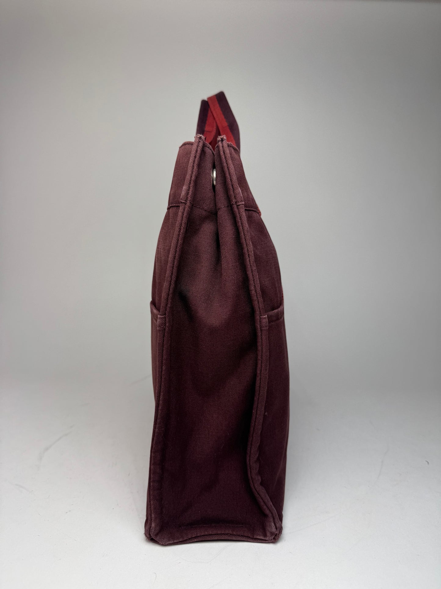 Vintage Hermes Canvas Tote Bag purple Burgundy