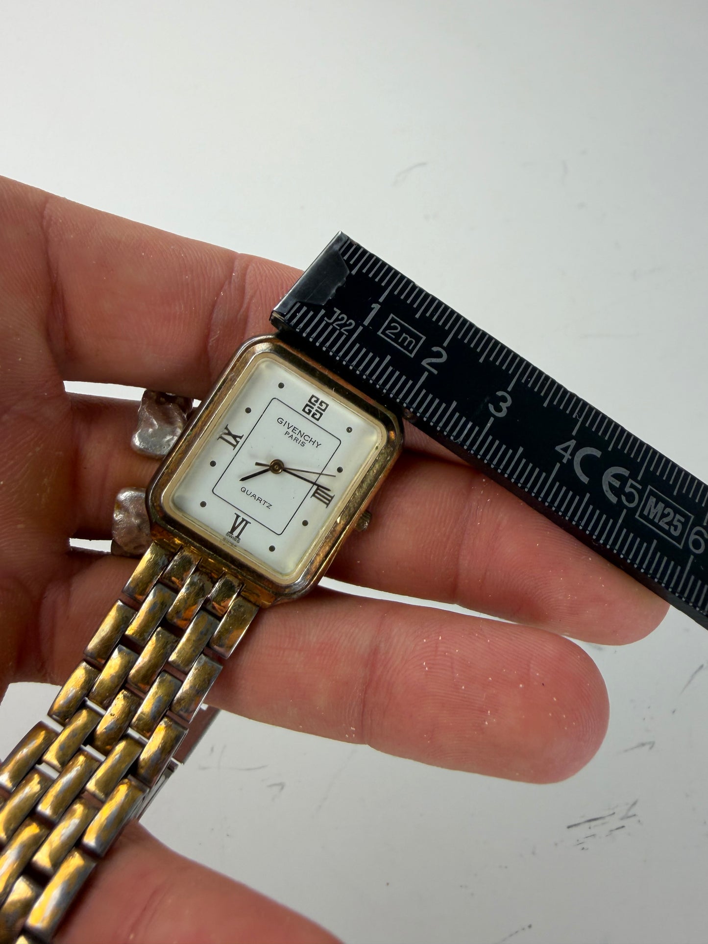 Vintage Givenchy Stainless Steel Gold Bracelet Watch Silver Gold